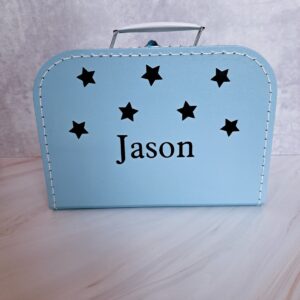 Koffertje met naam lichtblauw